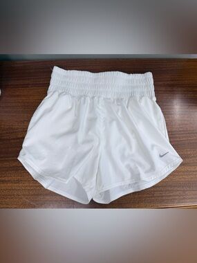 Nike White Women's Athletic Shorts with Smocked Waistband